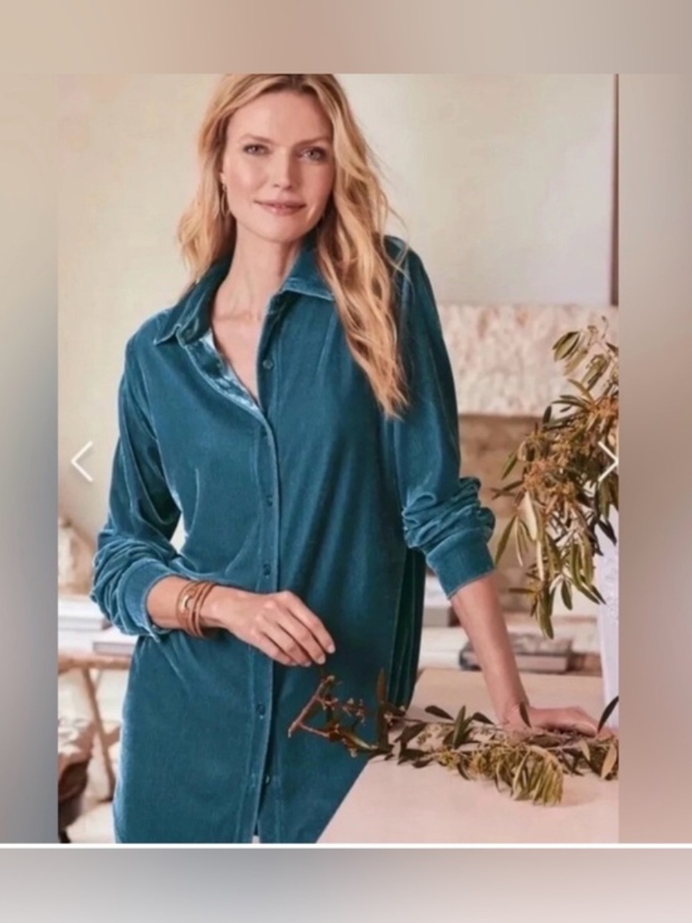 NWT Soft Surroundings Velvet
Boyfriend Tunic Shirt - Teal size 1X